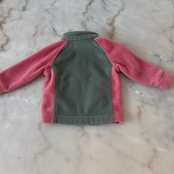 Columbia Baby Girls' Benton Springs Fleece Zip Jacket in Pink Green 6-12 Months - Picture 4 of 12